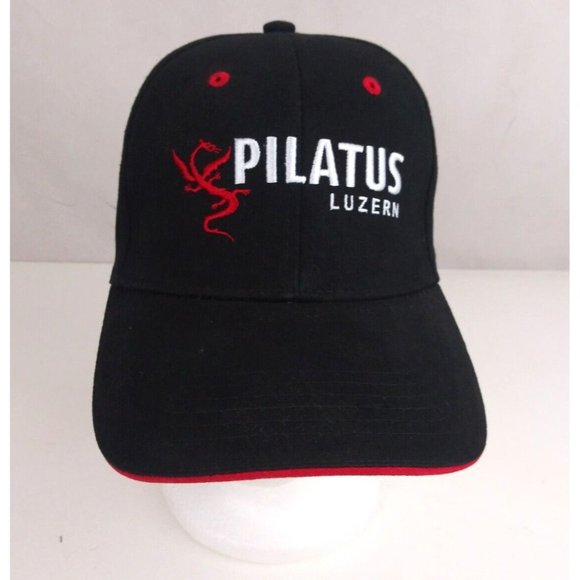 Pilatus Luzern Black With Red Embroidered Dragon Trucker Adjustable Baseball Cap - Picture 1 of 6